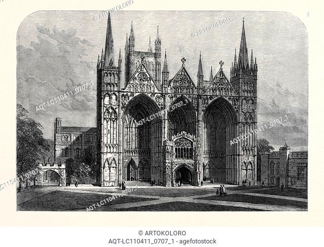 THE ARCHEOLOGICAL INSTITUTE OF GREAT BRITAIN AND IRELAND AT PETERBOROUGH: WEST FRONT OF PETERBOROUGH CATHEDRAL, DRAWN BY S. READ