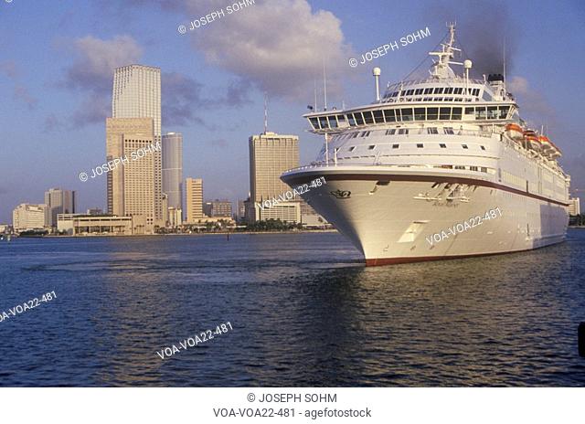 The cruise ship Royal Majesty, in the harbor of Miami, Florida