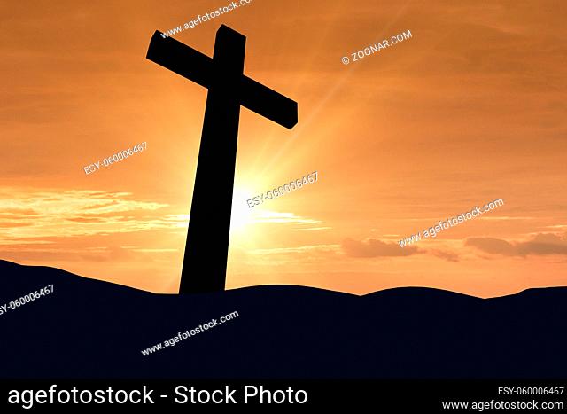 Religious concept with cross against the sky
