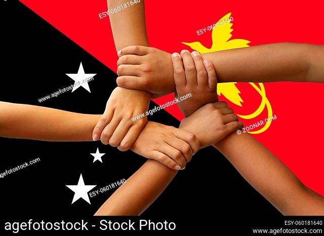 Flag of Papua New Guinea, intergration of a multicultural group of young people