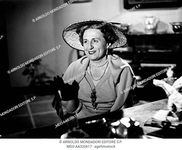 Titina De Filippo on stage. The Italian actress Titina De Filippo acting in a movie. 1950s
