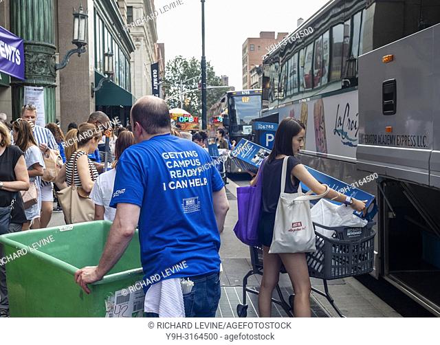 Hundreds of NYU students, some with their families, descend on Bed Bath and Beyond in the Ladies Mile shopping district in New York on Sunday, August 26