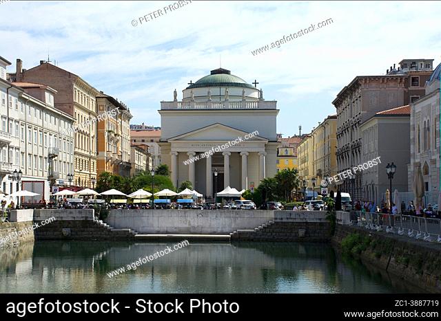 Church of Sant Antonio Taumaturgo on the Grand Canal in the central city of Trieste - Italy.