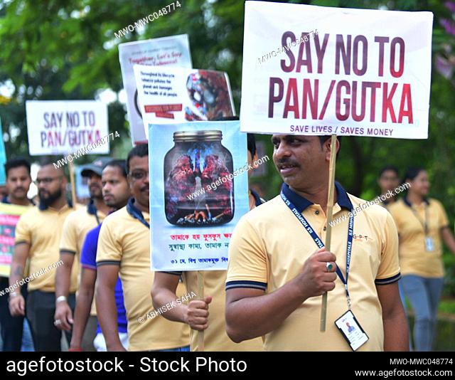 Doctors and staff of a private hospital, together with nursing students participate at a rally named - Walk-a-thon, on the occasion of World No Tobacco Day