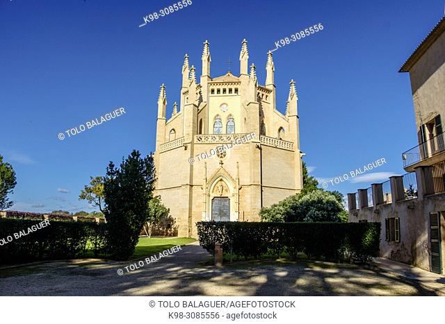 capilla, obra del arquitecto Bartomeu Ferrà, segundo tercio del siglo XIX, casas de Sa Torre, Llucmajor, Mallorca, balearic islands, Spain