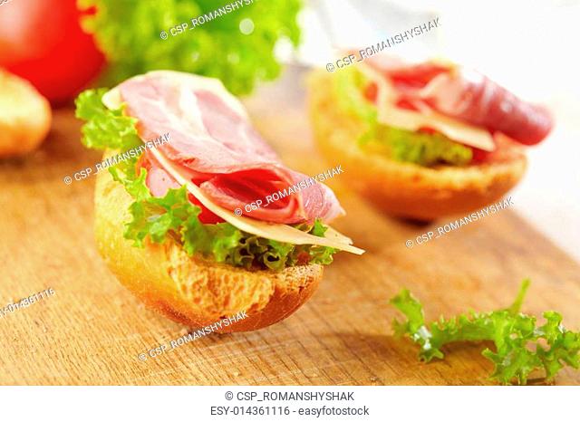fresh open sandwich with bacon