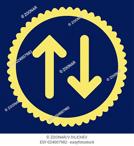 Flip flat yellow color round stamp icon
