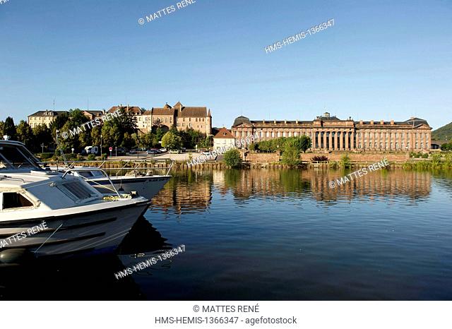 France, Bas Rhin, Saverne, the Rohan castle and the channel from the Marne river to the Rhine river, the river port