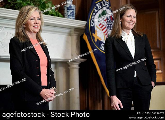 United States Senator Marsha Blackburn (Republican of Tennessee) participates in a photo op with US President Donald J. Trump’s US Supreme Court nominee Judge...