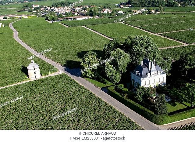 France, Gironde, Pauillac, the estate of Chateau-Latour in the region of Medoc where a wine premier cru is produced aerial view