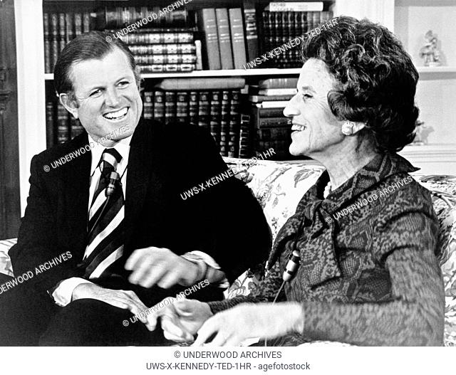 Hyannis, Massachusetts: November 21, 1973.Senator Edward Kennedy and his mother, Mrs. Rose Kennedy, share memories and stories of John F