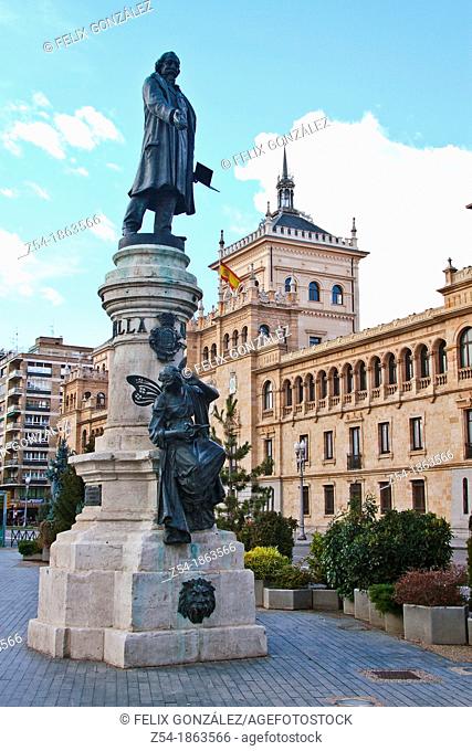 Place and Statue of Zorrilla, Academia de Caballeria, Valladolid, Castile and León, Spain