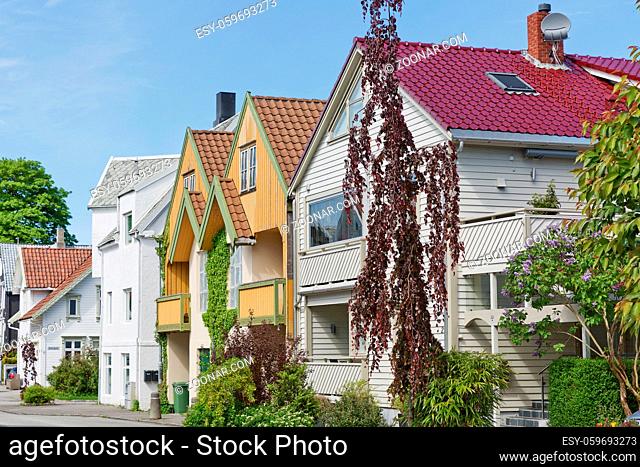 Traditional wooden houses in Gamle, which is a historic area of the city of Stavanger in Rogaland, Norway