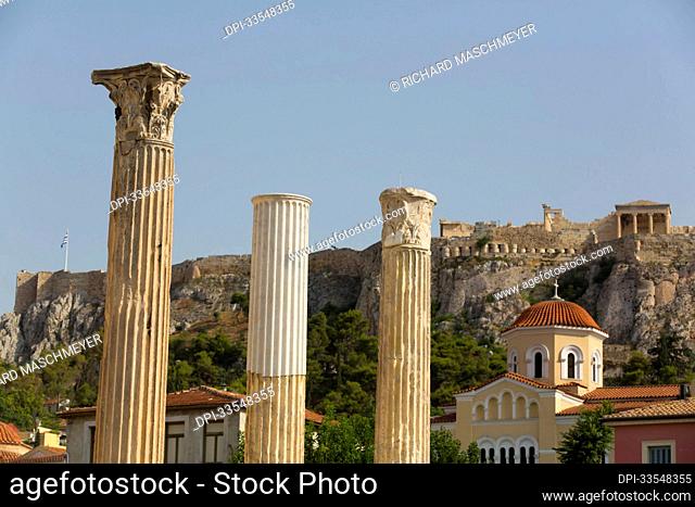 Columns of Hadrian's Library in Athens, Greece; Athens, Greece
