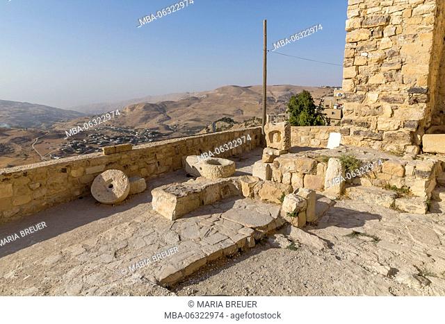 The completely renovated Crusader castle Karak (Kerak, Al-Karak), 12th century, built to protect the Christian Kingdom of Jerusalem, Jordan, Asia