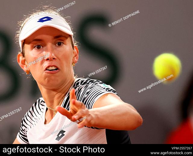 Belgian Elise Mertens (WTA 20) pictured in action during a tennis match against French Garcia (WTA 45), in the third round of the women's singles competition at...