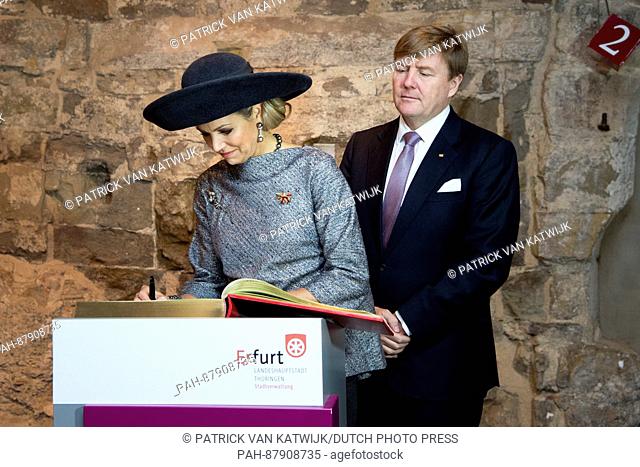 King Willem-Alexander and Queen Maxima of The Netherlands visit the Alte Synagoge in Erfurt, Germany, 8 8 February 2016. The Dutch King and the Queen