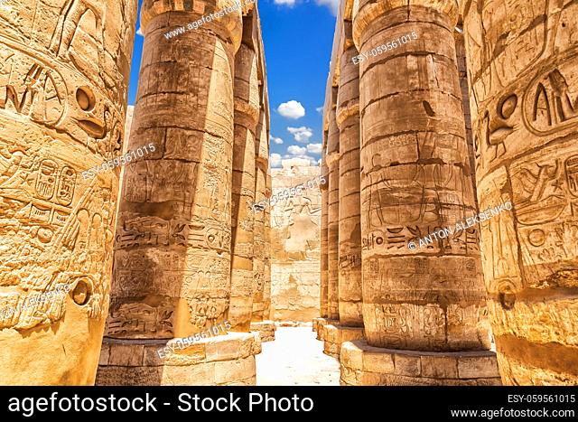 Karnak Temple Great Hypostyle Hall Pillars, Luxor, Egypt