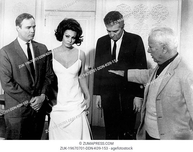 July 1, 1967 - Los Angeles, CA, U.S. - [L-R] Actor MARLON BRANDO as 'Ogden Mears', actress SOPHIA LOREN as 'Natascha', SYDNEY CHAPLIN as 'Harvey' (Son of...