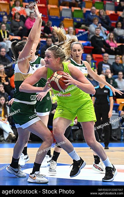 L-R Agnes Torok (Gyor) and Emese Hof (Praha) in action during the Women's Basketball European League, Group B, 10th round