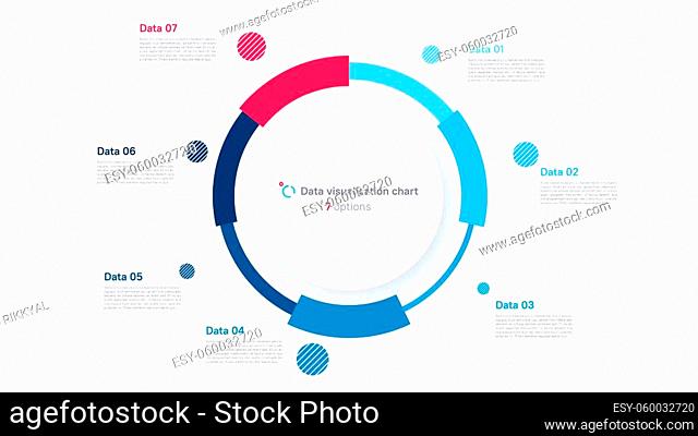 Vector pie chart infographic template in the form of pie chart divided by seven parts