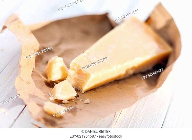 Wedge of fresh matured Parmesan cheese