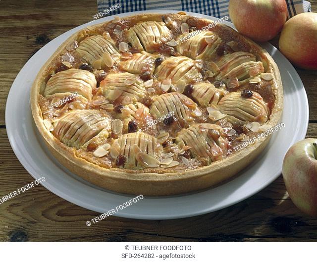 Alsatian apple tart with flaked almonds
