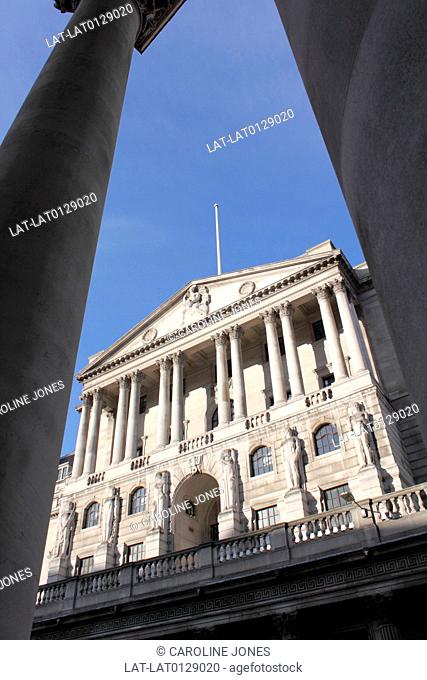 The Bank of England is a neoclassical building on Threadneedle street in the City of London, sometimes referred to as the Old Lady of Threadneedle Street