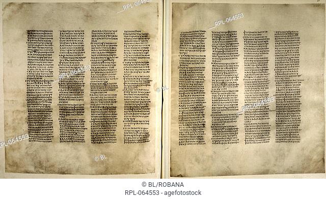 St Luke's Gospel Whole opening St Luke's Gospel chapter 22 20-71- chapter 23 1-13 Image taken from Codex Sinaiticus. Originally published/produced in Eastern...