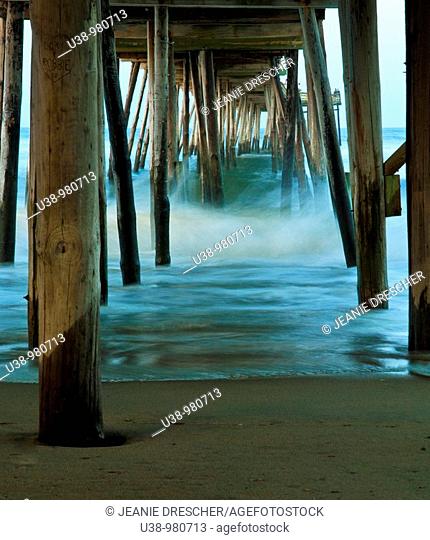 Waves under the Avalon Pier, Outer Banks, North Carolina during a hurricane