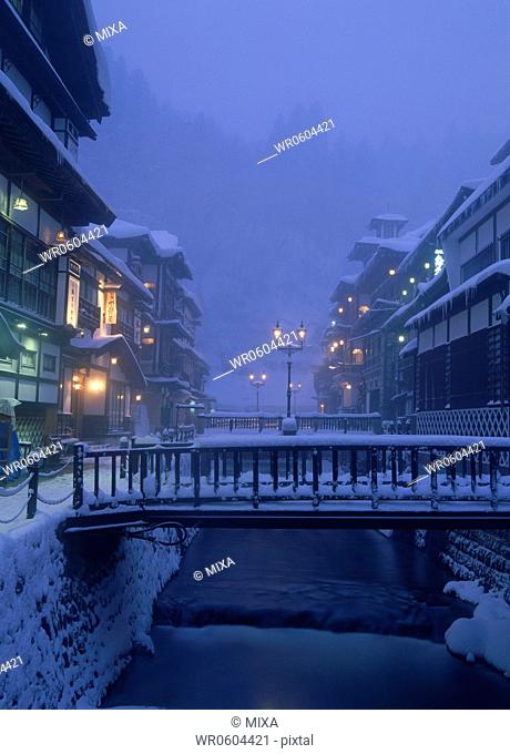 Snowscape of Ginzan Onsen, Obanazawa, Yamagata, Japan