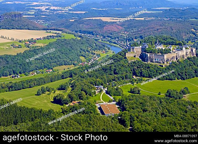 Lilienstein and fortress K”nigstein, S„chsische Schweiz-Osterzgebirge, Saxony, Germany