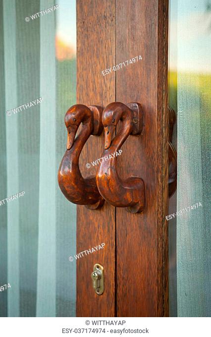 old vintage wood door handle