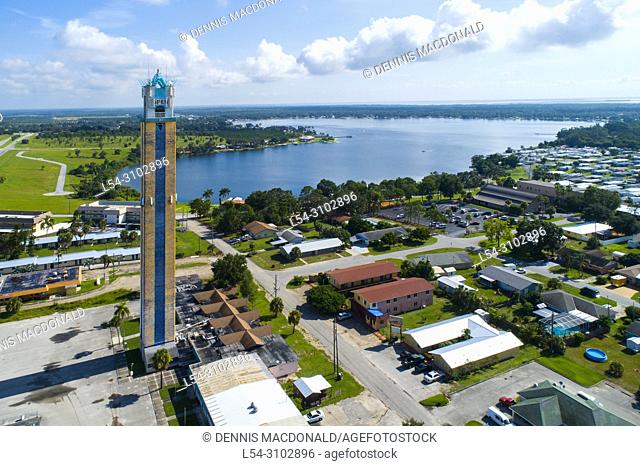 Aerial view of Lake Placid Florida a city know for the Caladium flower and festival and city of murals