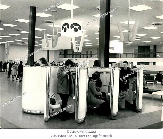 Dec. 12, 1968 - New Phone Booths at London Airport: The new style of Phone booths that are now in use at London Airports