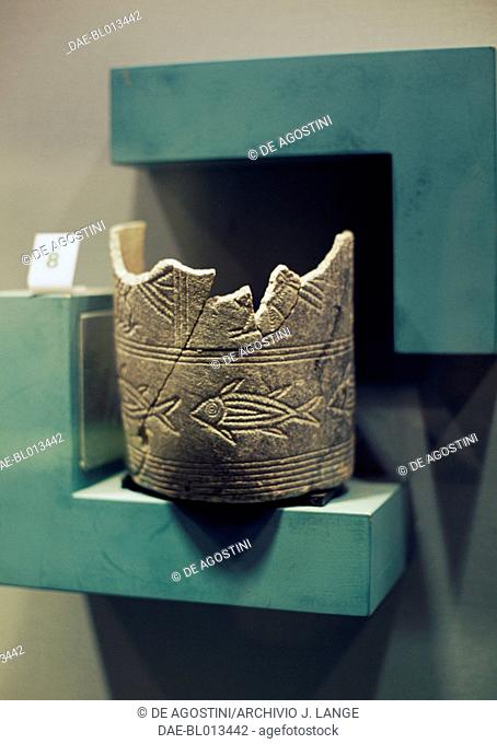 Vase with fish motifs, from Jebel al-Buhais, Ras al-Khaimah, United Arab Emirates, 1000 BC.  Ras Al Khaimah, Ras Al Khaimah National Museum