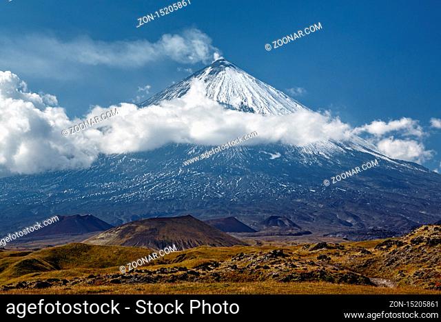 Klyuchevskoy Volcano (Klyuchevskaya Sopka) is a stratovolcano, the highest mountain on the Kamchatka Peninsula of Russia, the highest active volcano of Eurasia
