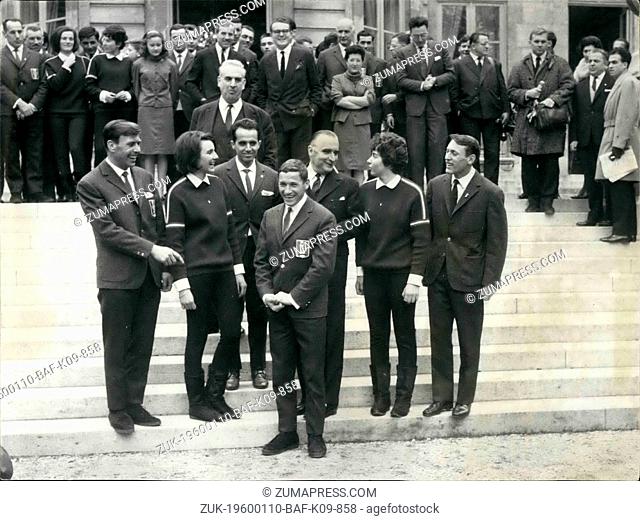 1955 - French Prime Minister Receives the winter Olympic Games Team: French Prime Minister Georges POMPIDOU received at lunch this morning at the Matignon...