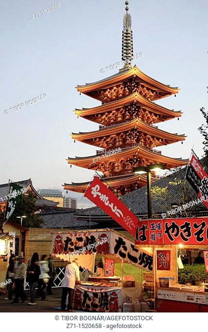 Japan, Tokyo, Asakusa, Senso-ji Temple, Five Storied Pagoda