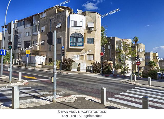 Modernist buildings along Hertzl street, Haifa, Israel