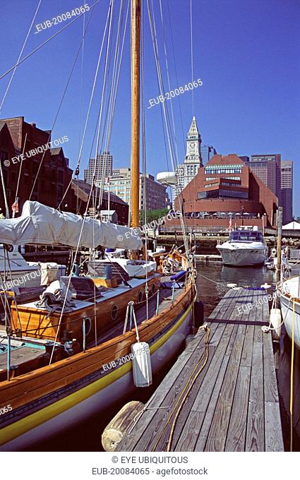 Yacht moored in Boston Harbour