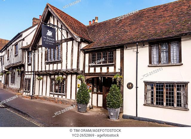 The famous Swan Hotel in the picturesque village of Lavenham , Suffolk , England , Britain , Uk