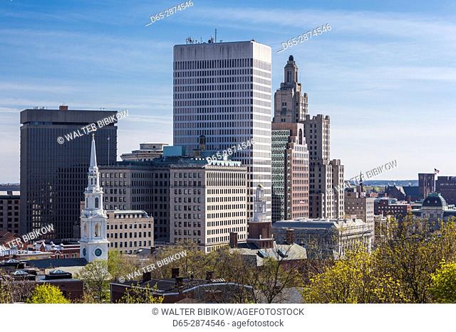 USA, Rhode Island, Providence, city skyline from Prospect Terrace Park