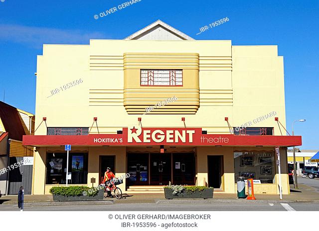 Movie theatre with Art Deco elements in the town of Hokitika, West Coast of the South Island of New Zealand