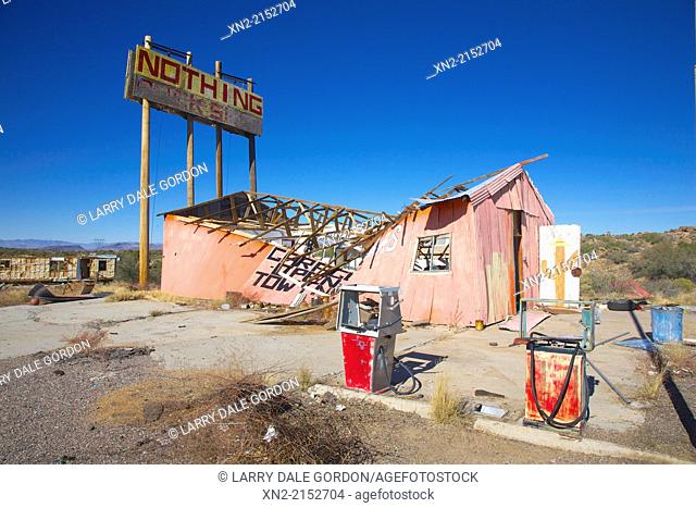 An abandoned Route 66 business in the tiny settlement of Nothing, Arizona, United States