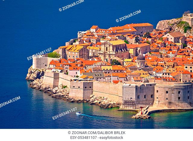 Town of Dubrovnik UNESCO world heritage site view, Dalmatia region of Croatia