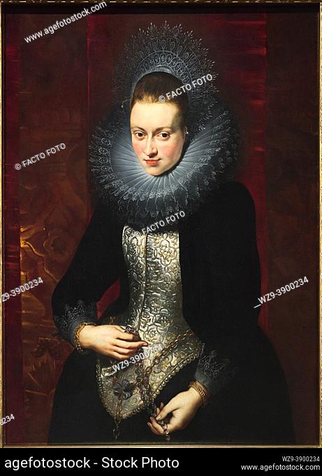 Peter Paul Rubens (1577-1640). Portrait of a Young Woman with a Rosary. ca. 1609-1610. Oil on panel. 107 x 76. 7 cm. . . Rubens is considered the greatest...