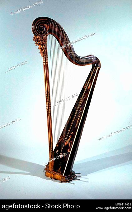 Pedal Harp. Maker: Cousineau Père et Fils; Date: early 19th century; Geography: Paris, France; Culture: French; Medium: wood, metal, ivory