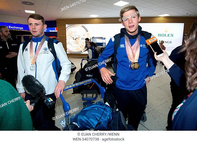 Team Scotland arrive at Glasgow airport after competing in the Gold Coast Commonwealth Games which they achieved 44 medals