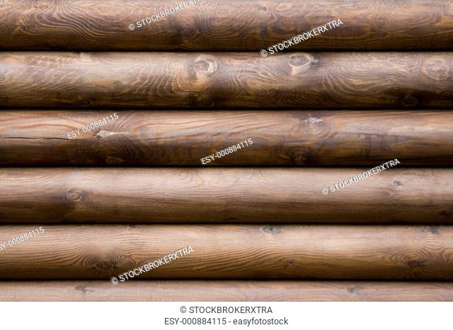 Macro fragment of wooden wall made up of timber